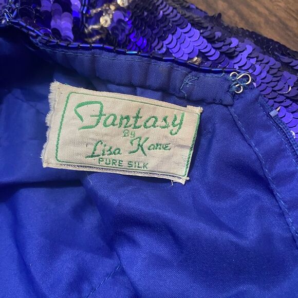 Fantasy by Lisa Kane Vintage Formal Sequin Halter Dress Festive Holiday Dress - Picture 11 of 12